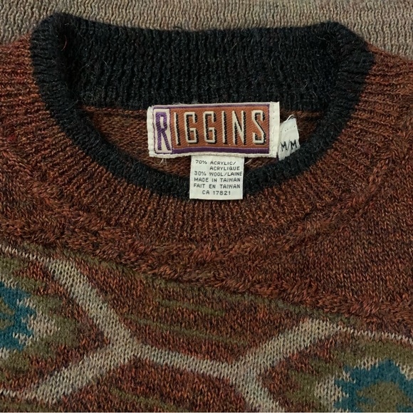 Vintage Southwestern Aztec Patterned Grandpa Sweater, Size Medium - Picture 11 of 12